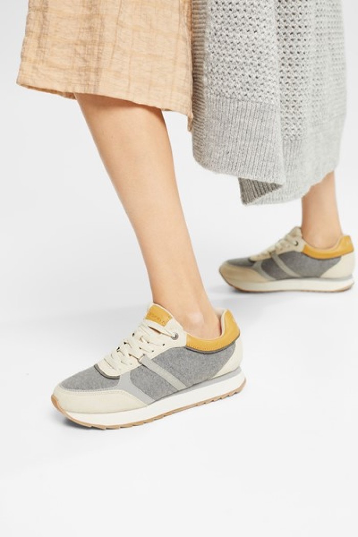 Grey Material mix trainers