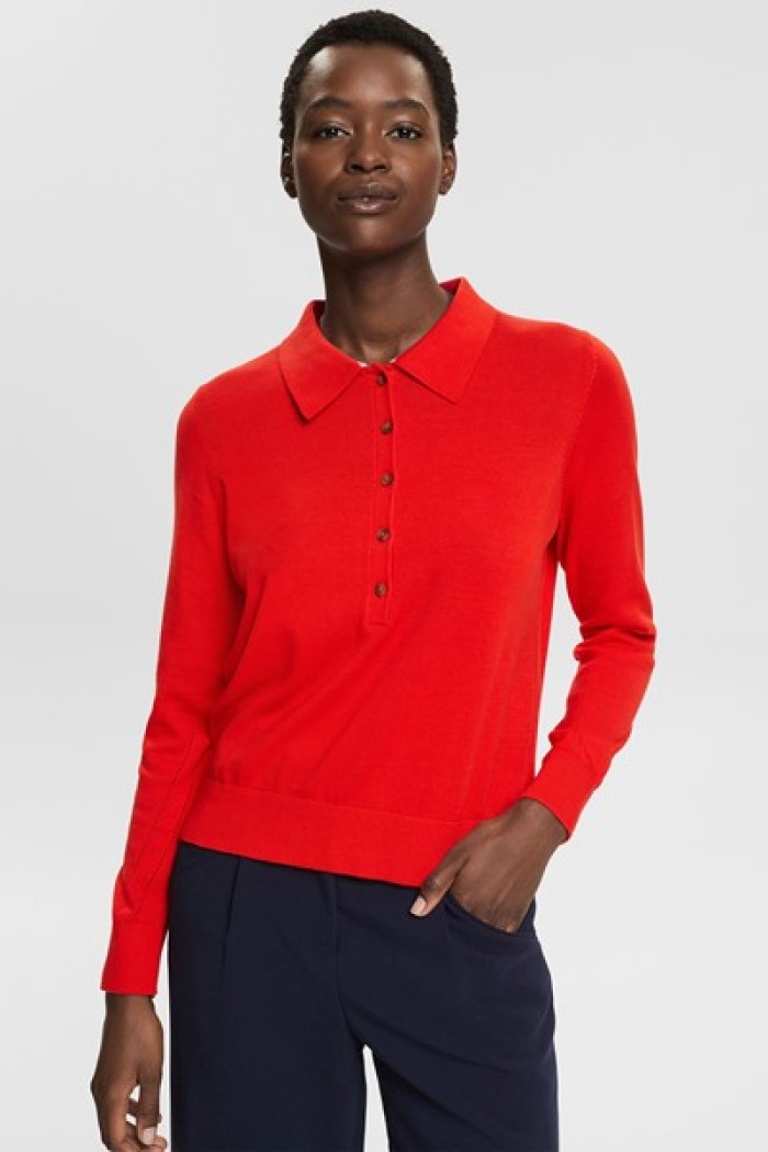 Jumper with a pol shirt collaret- Jersei polo coral