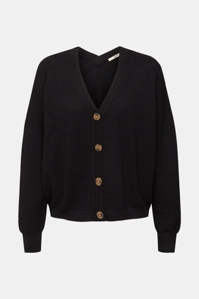 Textured knitted cardigan-COTTON-oversize