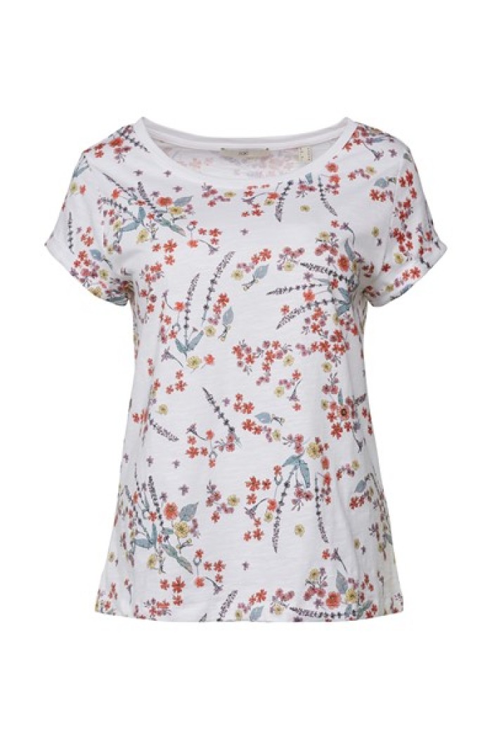 Cotton t-shirt with floral print-WHITE