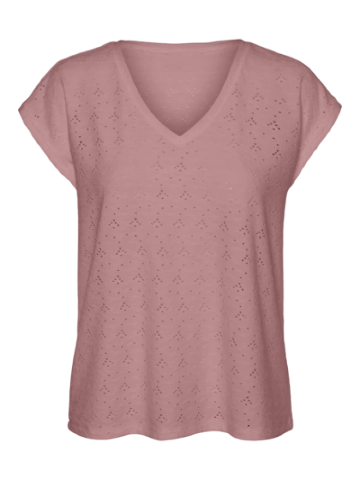 Camiseta basica oversize, calada-Rosa