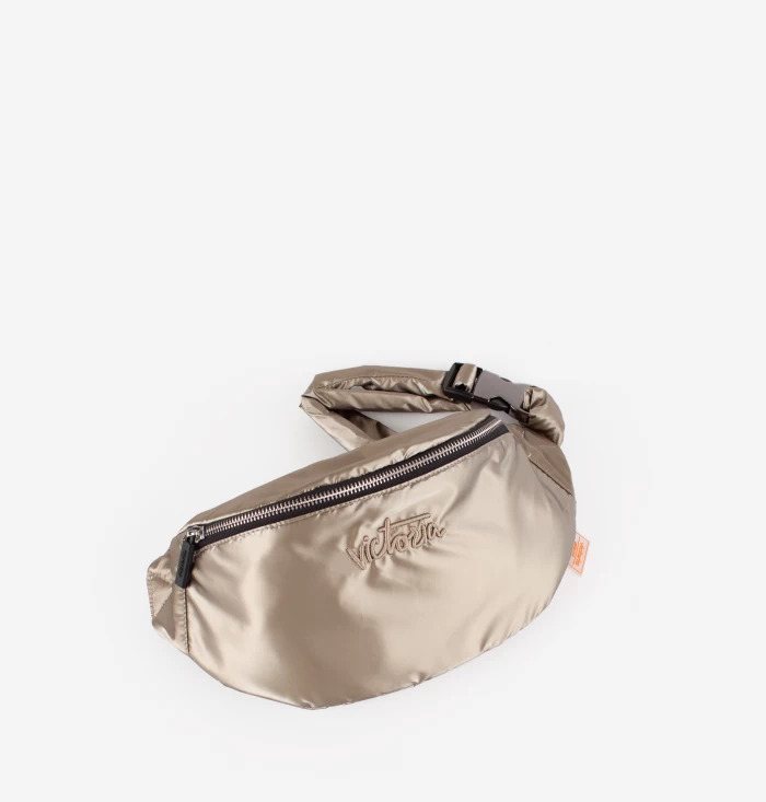 BOLSO RIÑONERA NYLON METALIZADO- champan