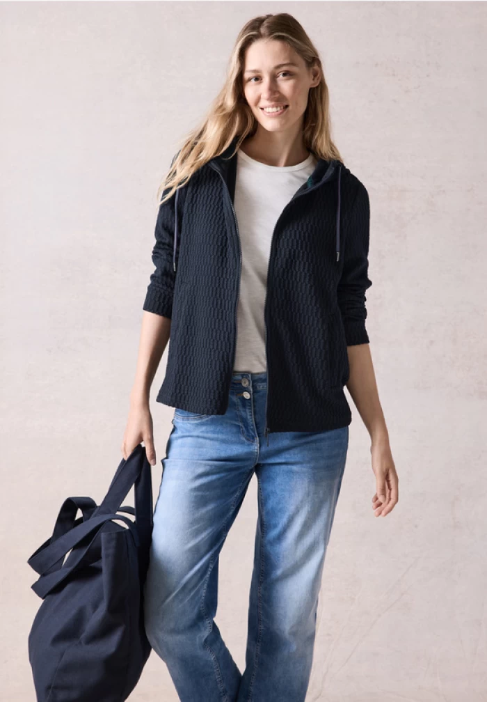 Structured Sweatjacket - blue Marine