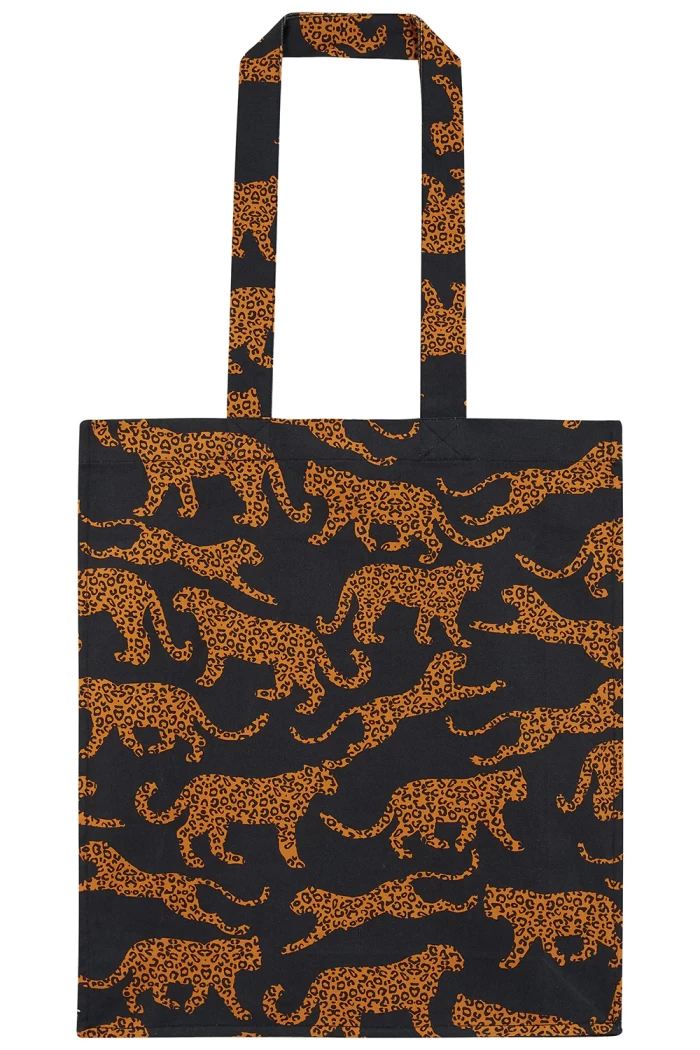 Hope Tote Bag - Black/Tan, Large Leopards