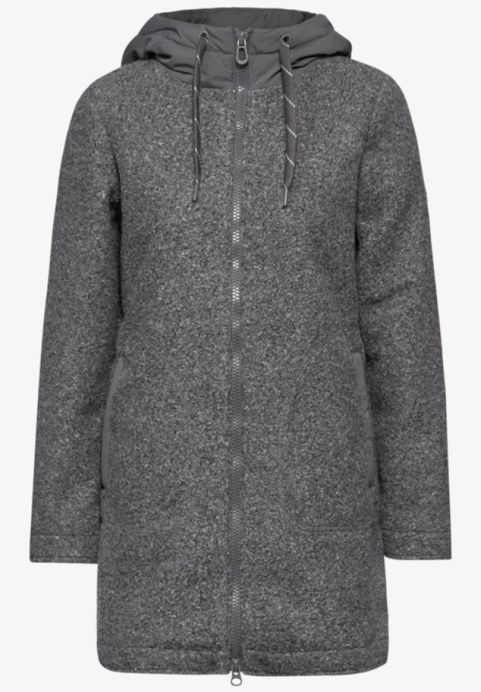 Curly Fake Wool Coat Grey