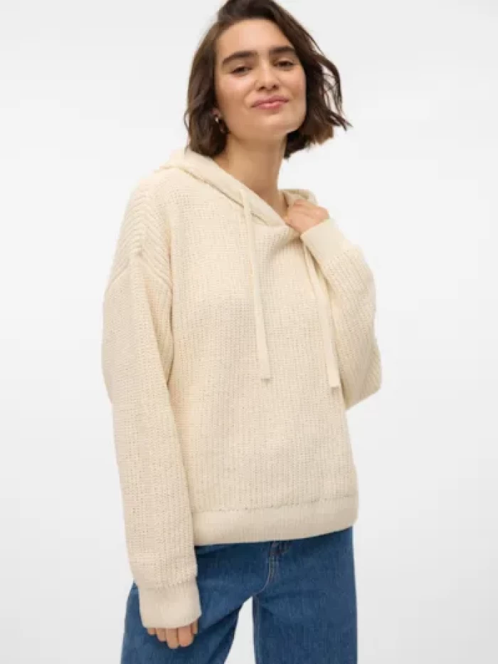 Jersey Chenilla  beig- VMNEAT LS HOOD PULLOVER 