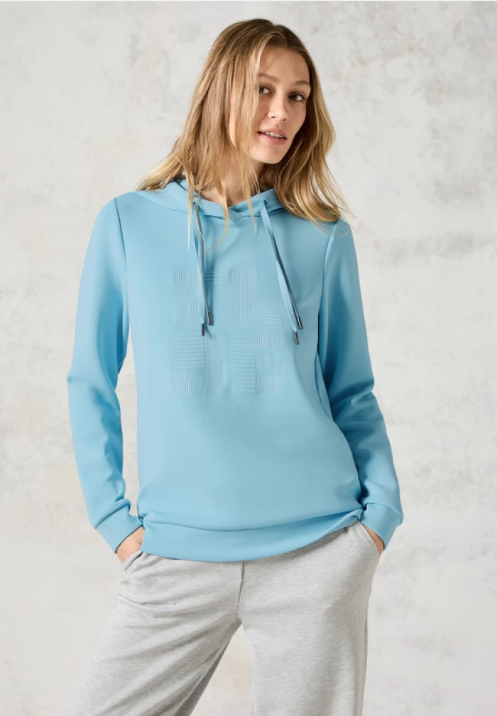 Sweatshirt w. Hoody- iceblue