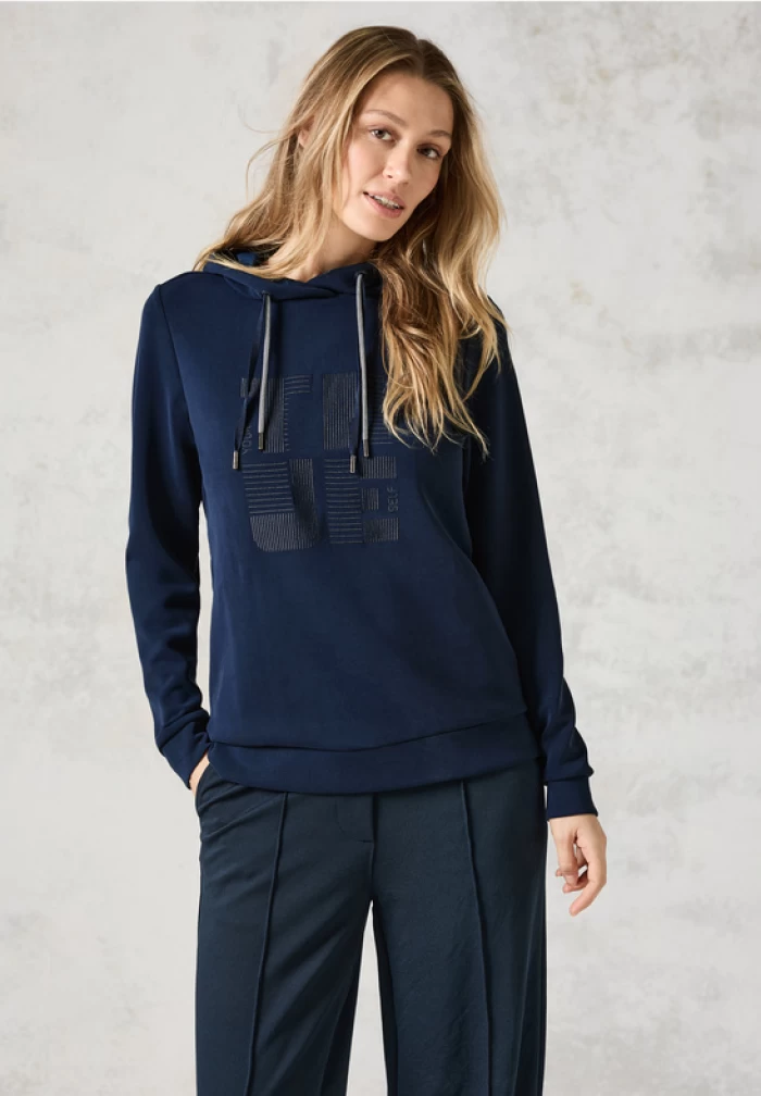 Sweatshirt w. Hoody- dark blue