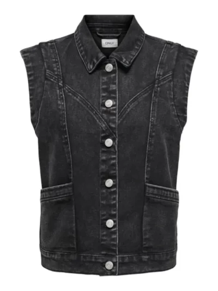 Chaleco denim negro -julie - ONLKENNEDY S/L DNM WAISTCOAT 