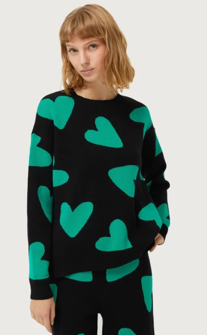 Jersey de corazones verdes- estilo oversize