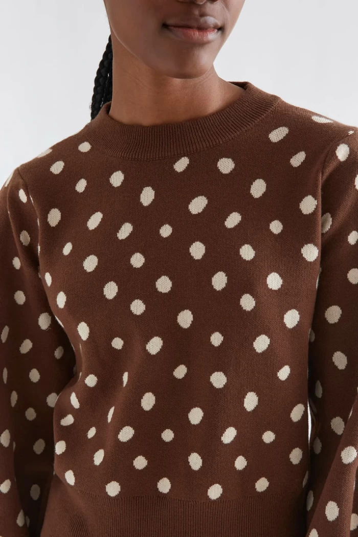 Jersey de tejido jacauard con estampado punto marrón catahoula
