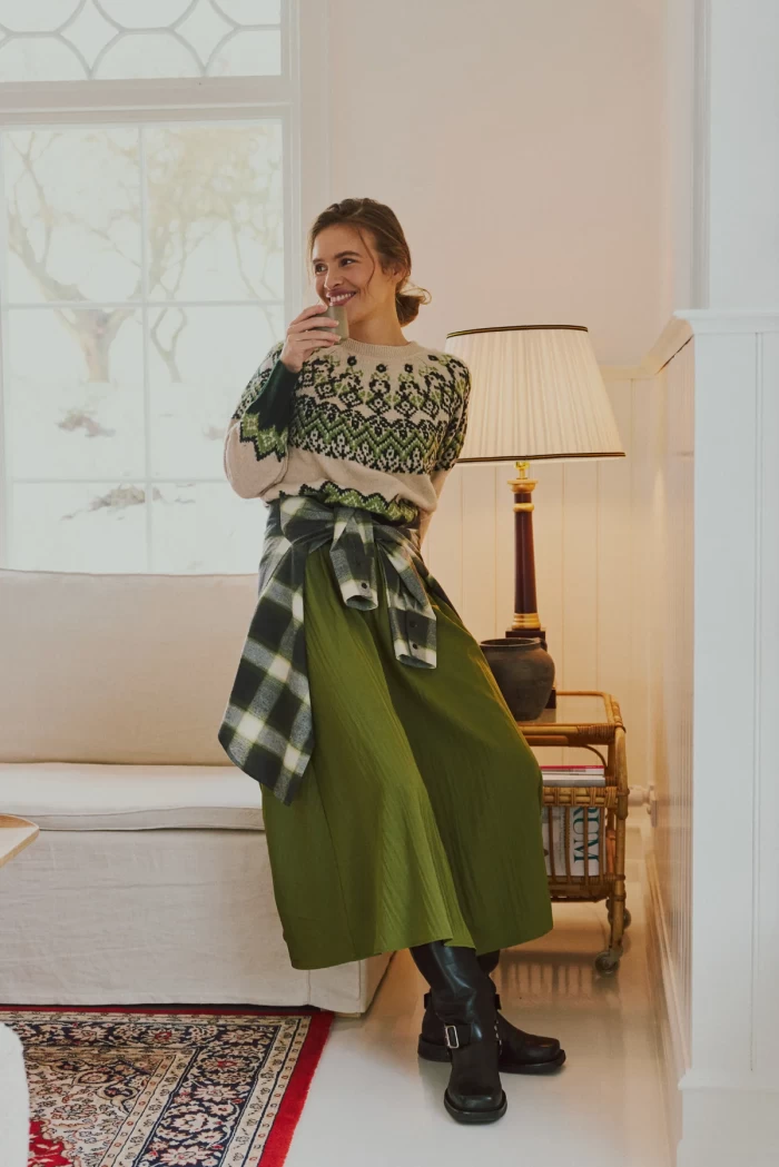 Jersey Oslo en beige y verde FQMERLA  FREE QUENT