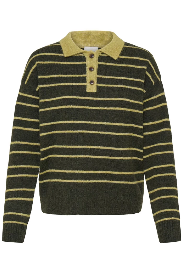 Jersey polo cuello verde 20126700 Knit IHSAGE LS ICHI