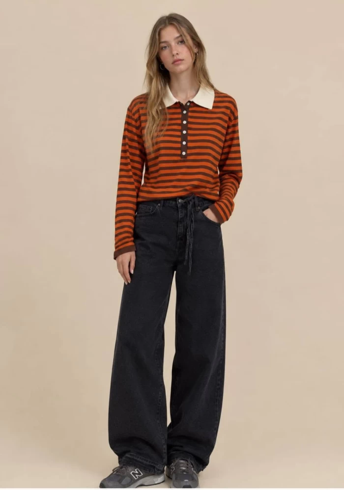Polo fino rayas en naranja Tami