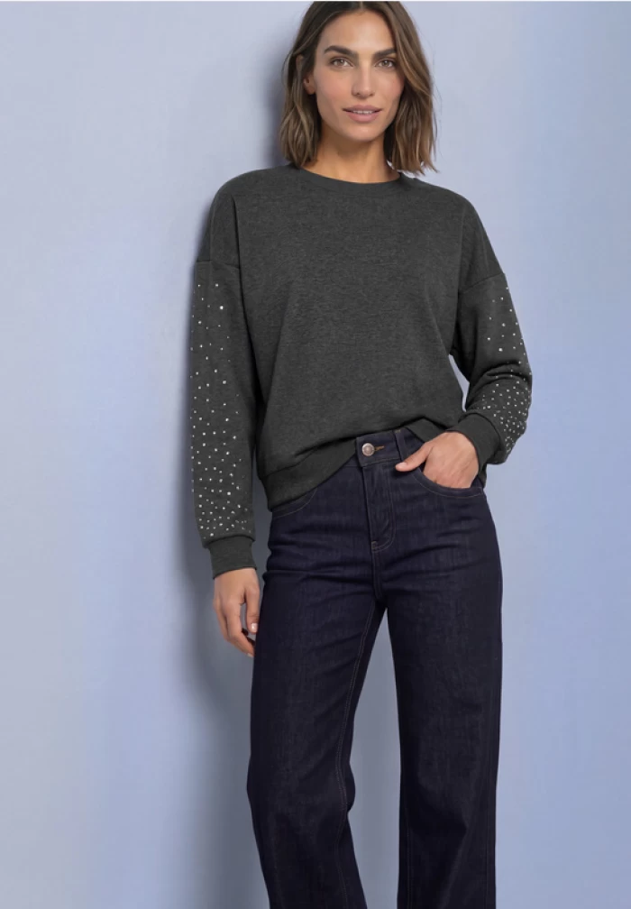 Sudadera gris oscuro con detalles brilli STREETONE