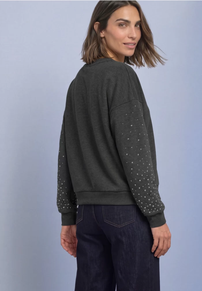 Sudadera gris oscuro con detalles brilli STREETONE
