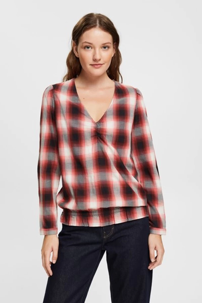 Checked blouse 100% cotton - Cinnamon