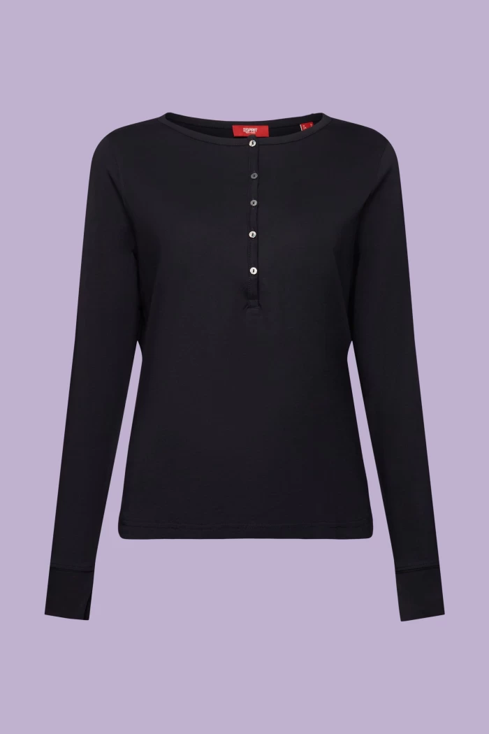 Camiseta basica - relaxed henley Esprit- black