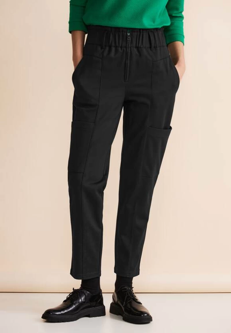 Pantalones -Paperbag zip- Black
