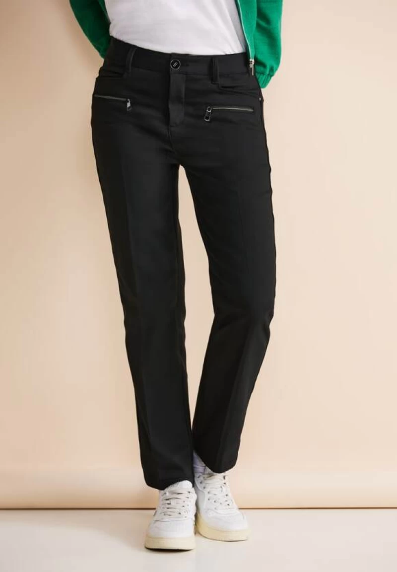 Pantalones Casual_ Zip MW straight leg- black